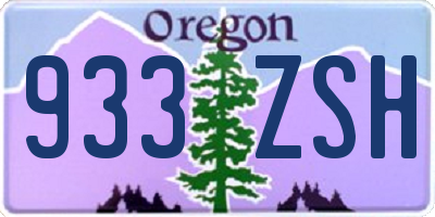 OR license plate 933ZSH
