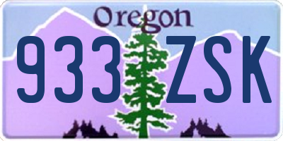 OR license plate 933ZSK