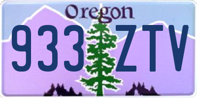 OR license plate 933ZTV