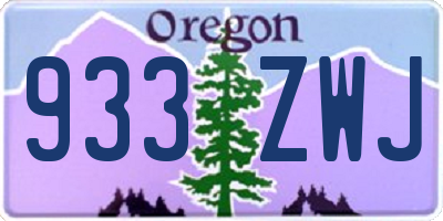 OR license plate 933ZWJ
