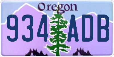 OR license plate 934ADB