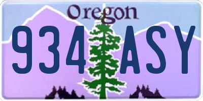 OR license plate 934ASY
