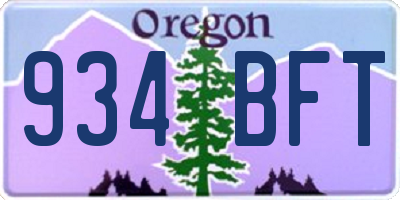 OR license plate 934BFT