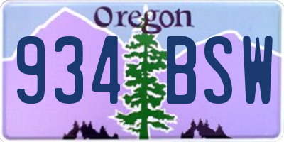 OR license plate 934BSW