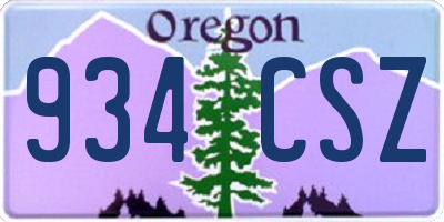 OR license plate 934CSZ