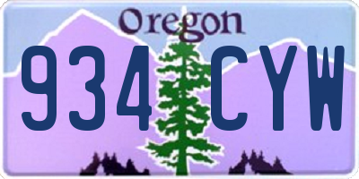 OR license plate 934CYW