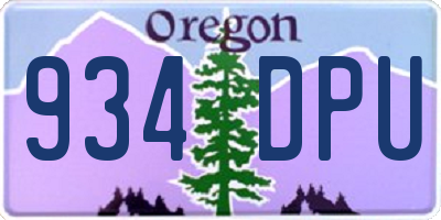 OR license plate 934DPU