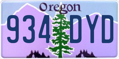 OR license plate 934DYD