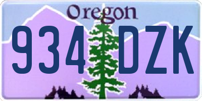 OR license plate 934DZK