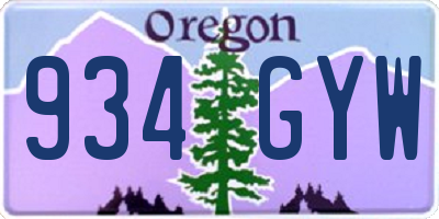 OR license plate 934GYW