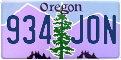 OR license plate 934JON