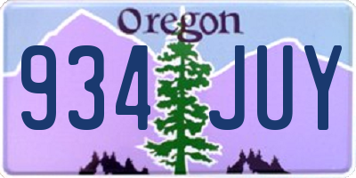 OR license plate 934JUY