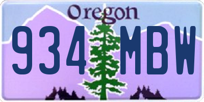 OR license plate 934MBW