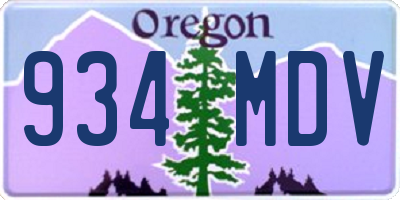 OR license plate 934MDV