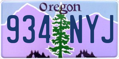 OR license plate 934NYJ