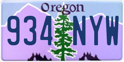 OR license plate 934NYW