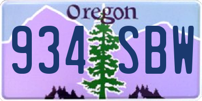 OR license plate 934SBW