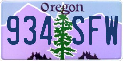 OR license plate 934SFW