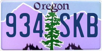 OR license plate 934SKB