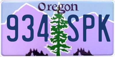 OR license plate 934SPK