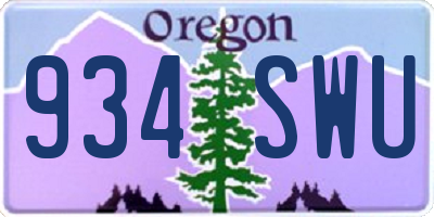 OR license plate 934SWU