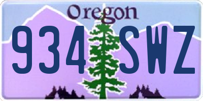 OR license plate 934SWZ