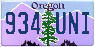 OR license plate 934UNI