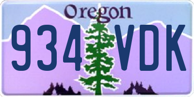 OR license plate 934VDK