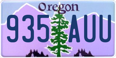 OR license plate 935AUU