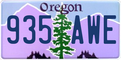 OR license plate 935AWE