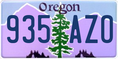 OR license plate 935AZO