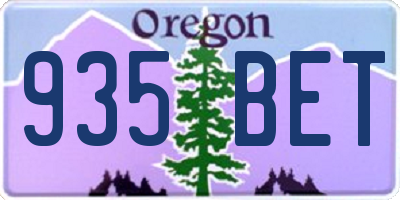 OR license plate 935BET