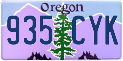 OR license plate 935CYK