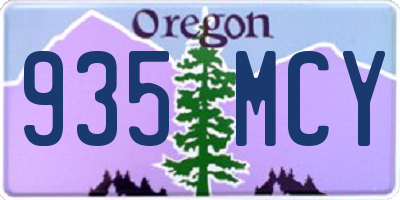 OR license plate 935MCY