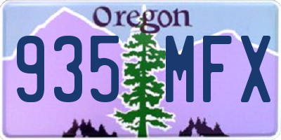 OR license plate 935MFX