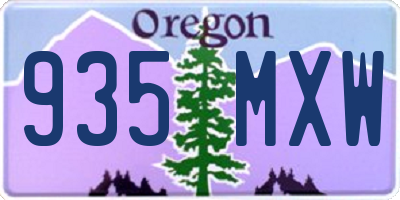 OR license plate 935MXW