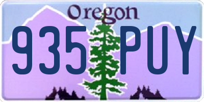 OR license plate 935PUY