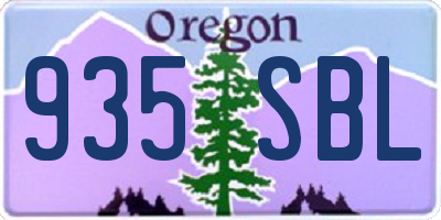 OR license plate 935SBL