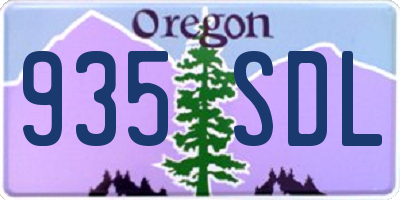 OR license plate 935SDL