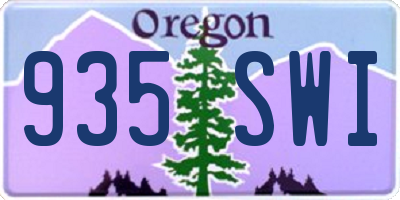 OR license plate 935SWI
