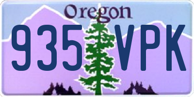 OR license plate 935VPK