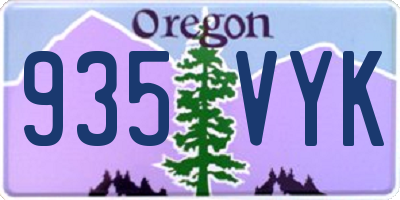 OR license plate 935VYK