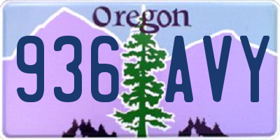 OR license plate 936AVY
