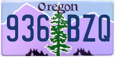 OR license plate 936BZQ