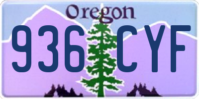 OR license plate 936CYF