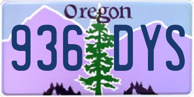 OR license plate 936DYS