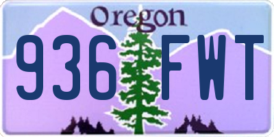 OR license plate 936FWT