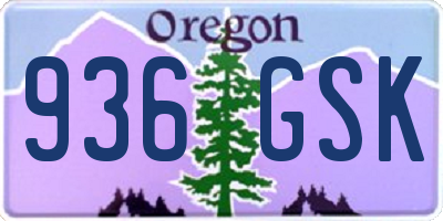 OR license plate 936GSK