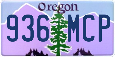OR license plate 936MCP