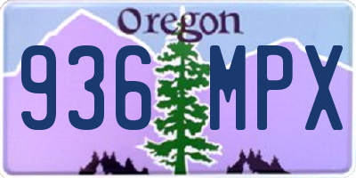 OR license plate 936MPX